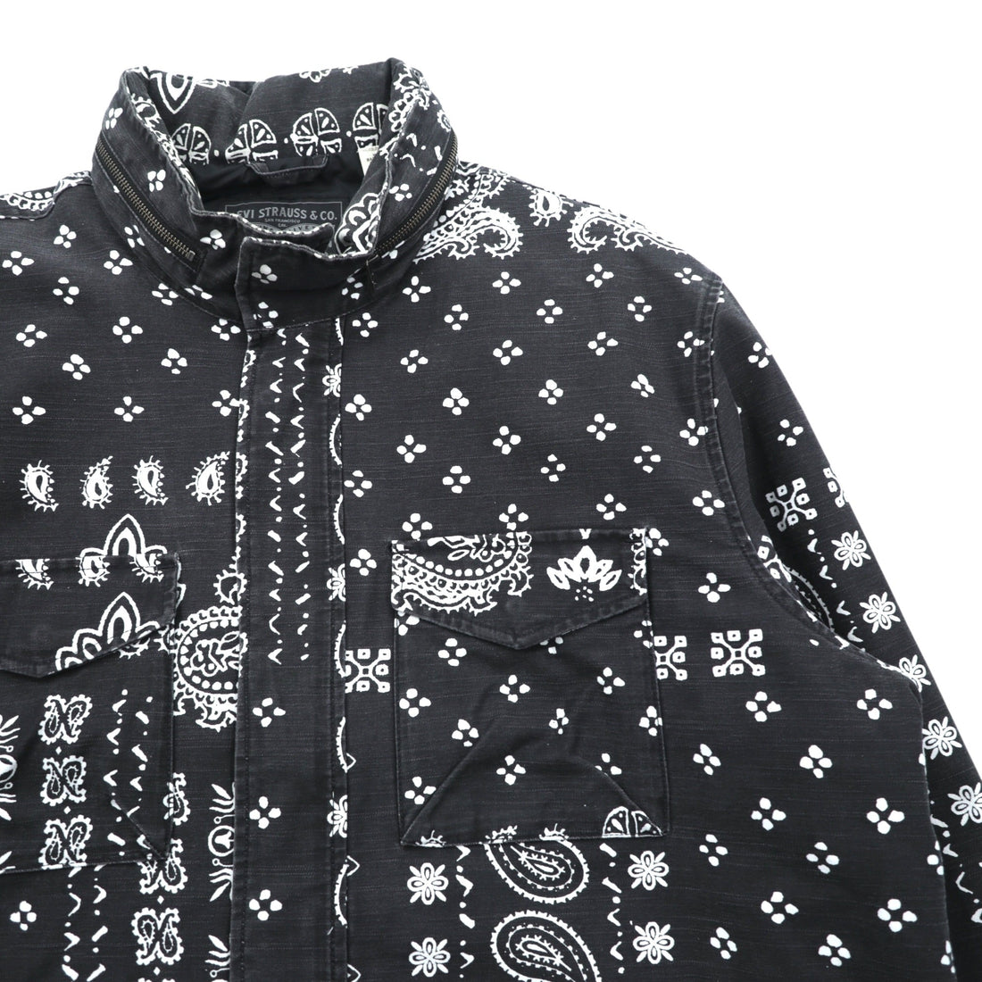 Levi's Field Coat Military Jacket XL Paisley Hood Stowaway KEARNY FIELD COAT BANDANA REMIX A4419-0003