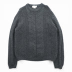 J.CREW 90年代 ヴィンテージ ケーブル編み ニット クルーネック セーター M グレー メリノウール HAND KNIT