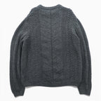 J.CREW 90年代 ヴィンテージ ケーブル編み ニット クルーネック セーター M グレー メリノウール HAND KNIT
