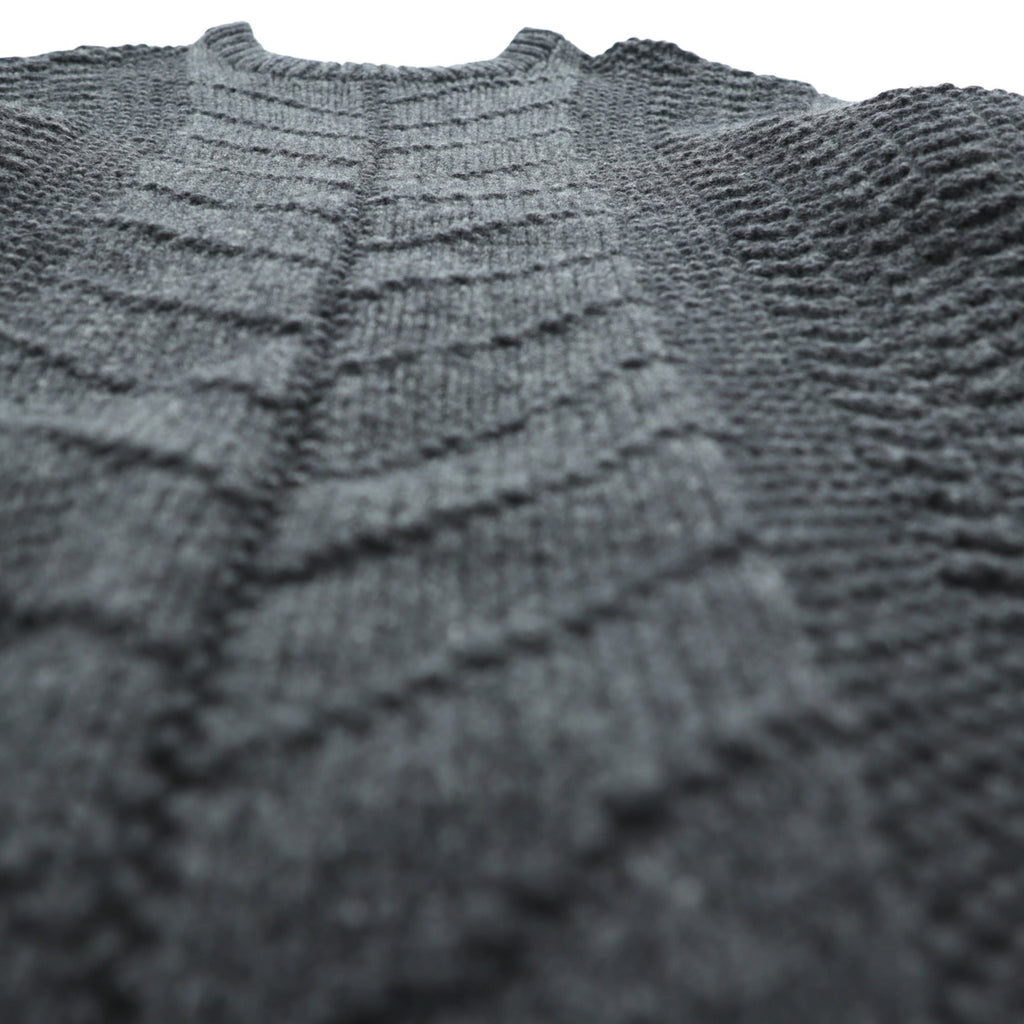 J.CREW 90年代 ヴィンテージ ケーブル編み ニット クルーネック セーター M グレー メリノウール HAND KNIT