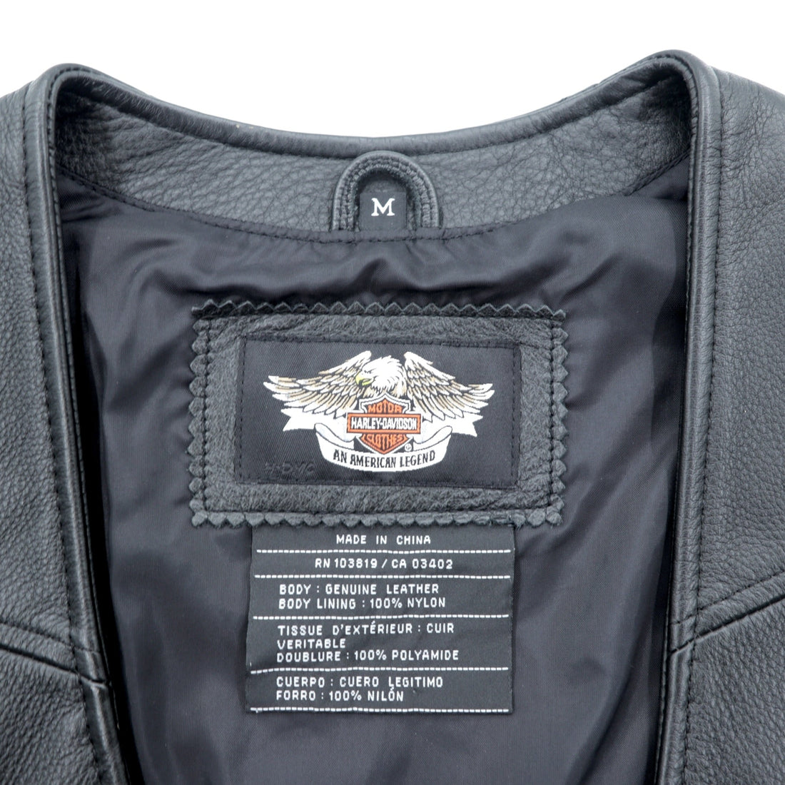 HARLEY DAVIDSON チェーンフロント レザーベスト M ブラック チェーンボタン レースアップ 刺繍 バイカー