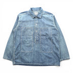 HOUSTON USA Cotton Denim Pullover Shirt, Size L, 40696, Vintage Wash, Military Style