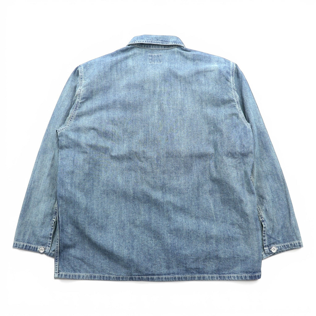 HOUSTON USA Cotton Denim Pullover Shirt, Size L, 40696, Vintage Wash, Military Style