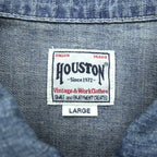 HOUSTON USA Cotton Denim Pullover Shirt, Size L, 40696, Vintage Wash, Military Style