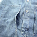 HOUSTON USA Cotton Denim Pullover Shirt, Size L, 40696, Vintage Wash, Military Style