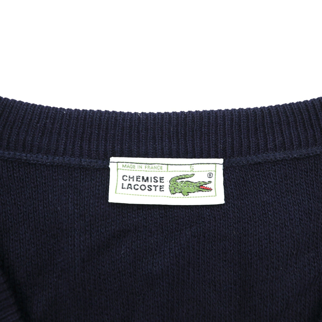 Vintage CHEMISE LACOSTE 80s Made in France V-neck knit sweater L French Lacoste