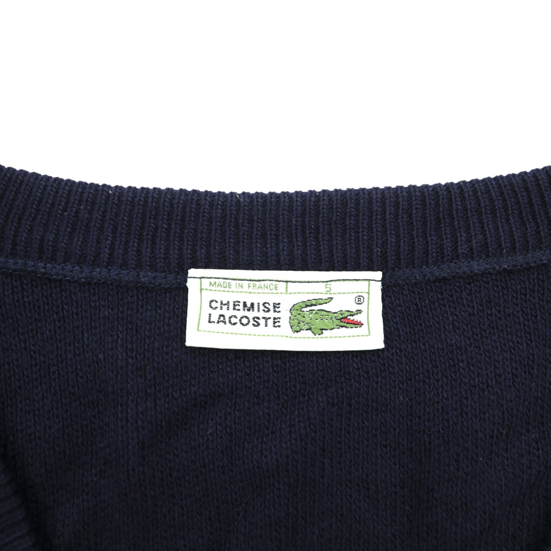 CHEMISE LACOSTE 80年代 フランス製 ヴィンテージ Vネック ニット セーター L フレンチラコステ
