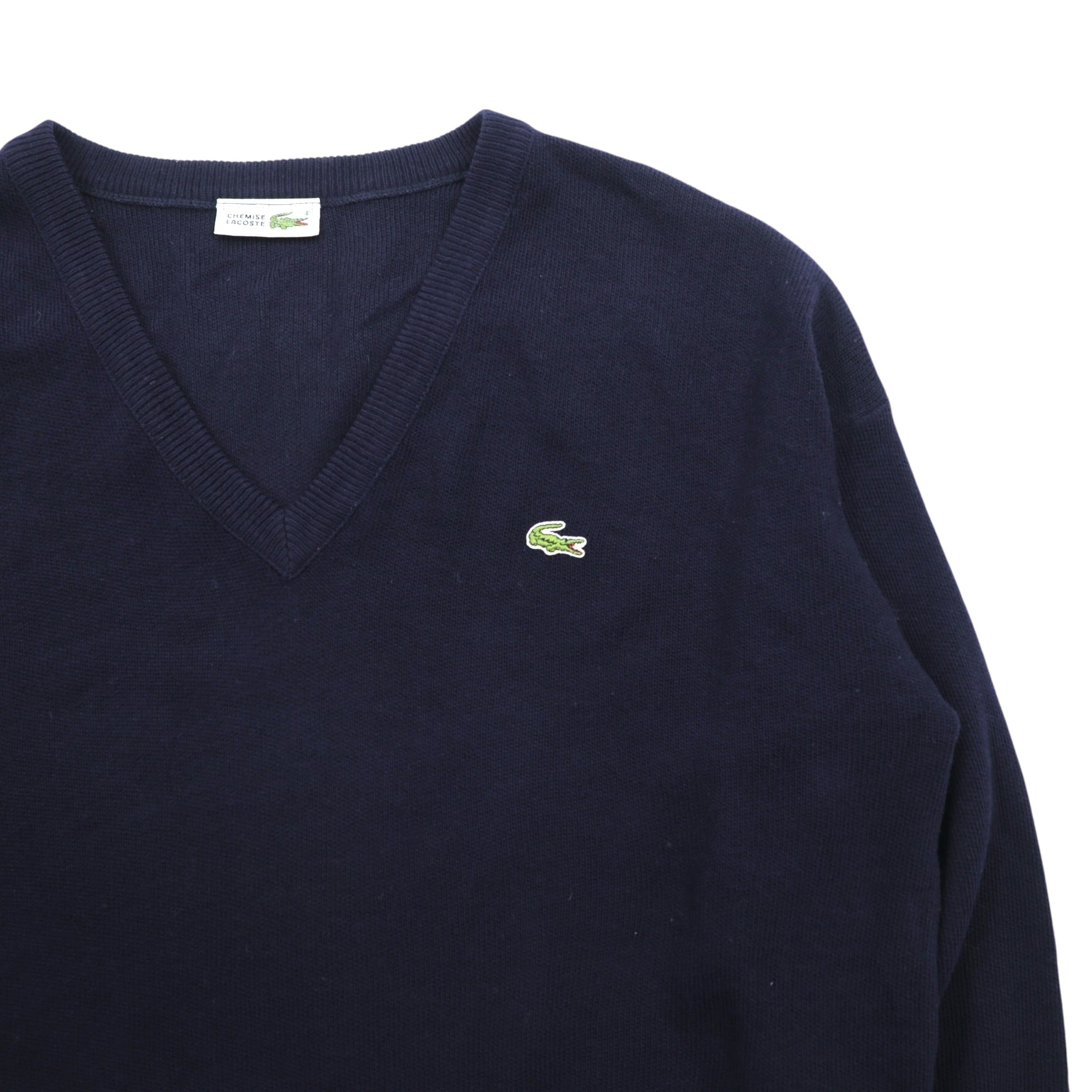 Vintage CHEMISE LACOSTE 80s Made in France V-neck knit sweater L French Lacoste