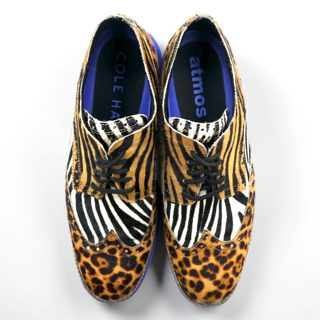 atmos × Cole Haan ウィングチップ オックスフォード ORIGINALGRAND ハラコ シューズ 26.5cm C36377 マルチ アニマル レオパード ゼブラ
