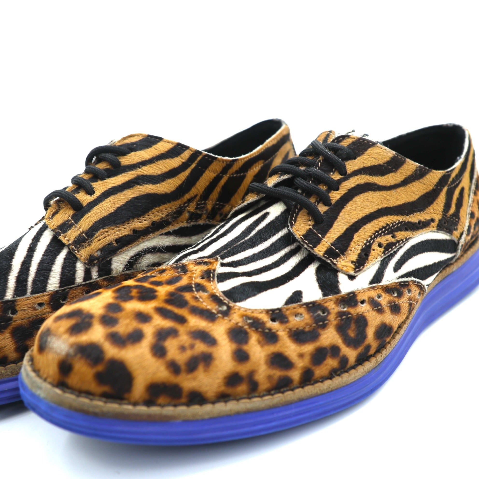 atmos × Cole Haan ウィングチップ オックスフォード ORIGINALGRAND ハラコ シューズ 26.5cm C36377 マルチ アニマル レオパード ゼブラ