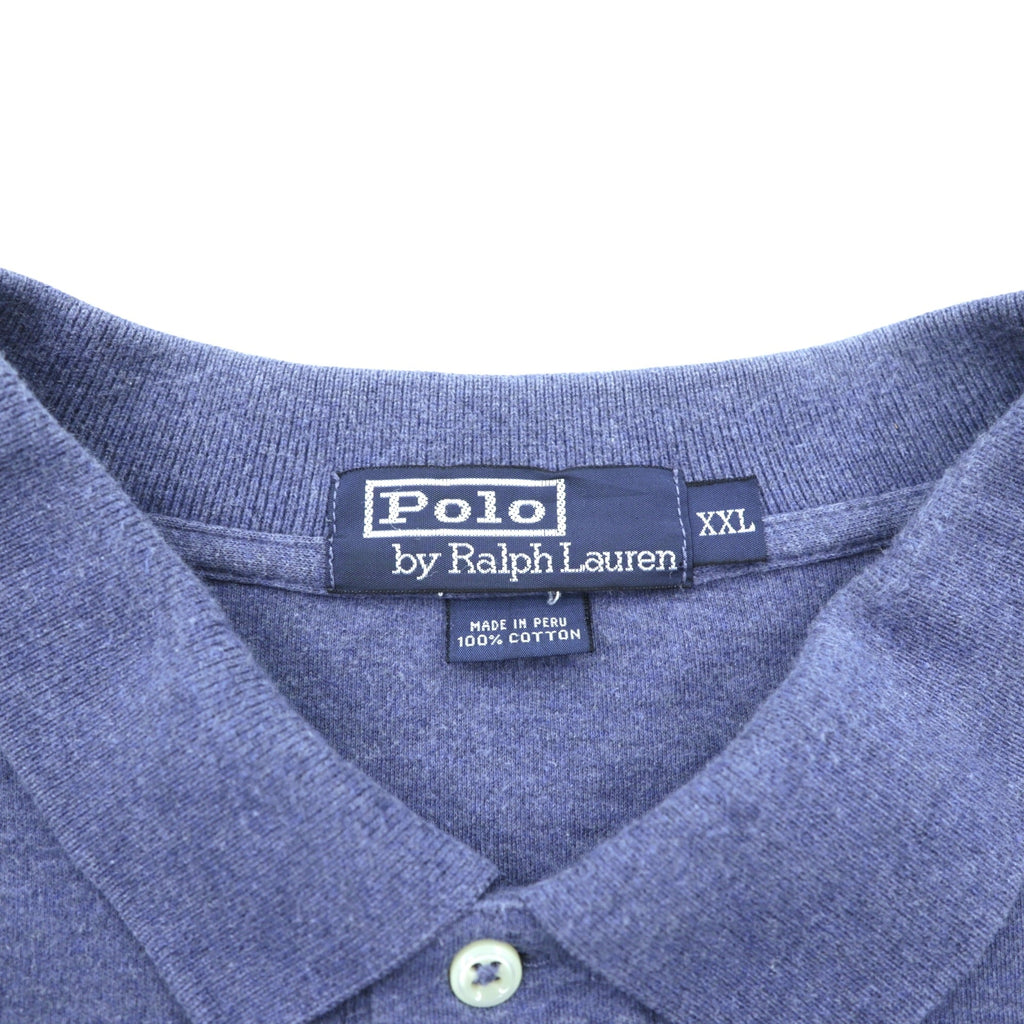 Polo Ralph Lauren 90年代 長袖 ポロシャツ ラガーシャツ 2XL ブルー スモールポニー ロゴ 刺繍 ペルー製