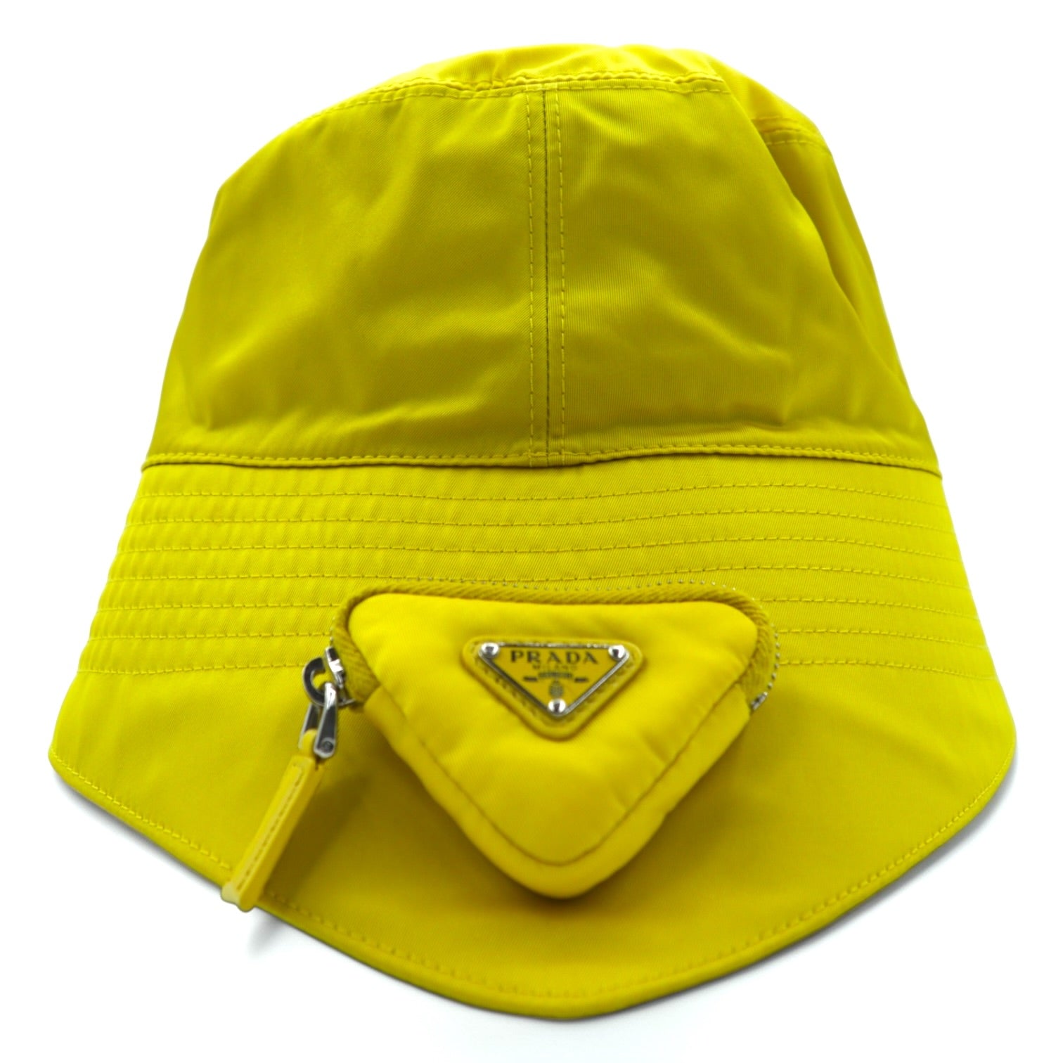 PRADA ナイロン バケットハット Re-Nylon トライアングルロゴ 2HC282 2DMI 三角 ミニポーチ付