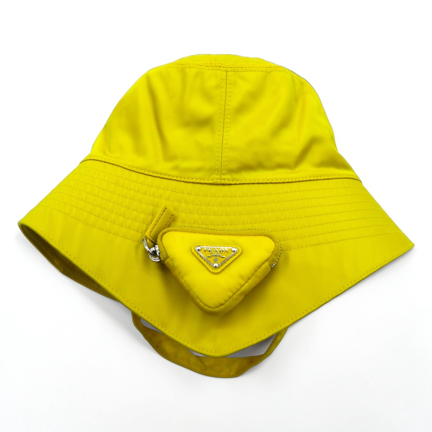 PRADA ナイロン バケットハット Re-Nylon トライアングルロゴ 2HC282 2DMI 三角 ミニポーチ付