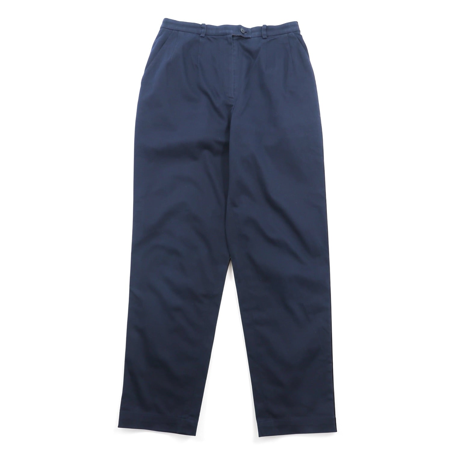 BURBERRY テーパード イージー チノパンツ L ネイビー コットン ストレッチ 日本製