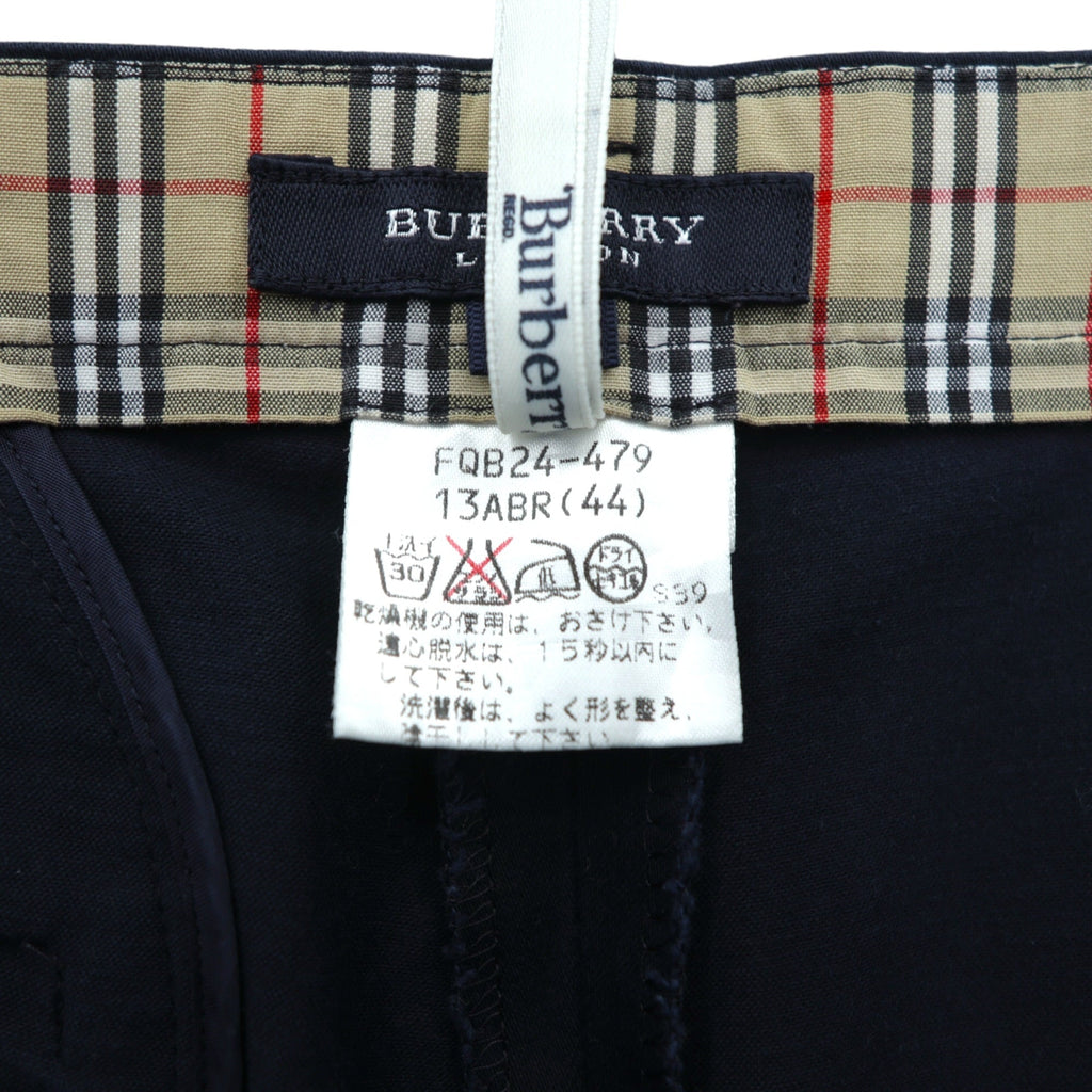 BURBERRY テーパード イージー チノパンツ L ネイビー コットン ストレッチ 日本製