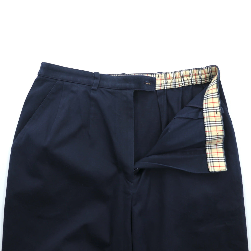 BURBERRY テーパード イージー チノパンツ L ネイビー コットン ストレッチ 日本製