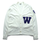 Bristol Products 80年代 USA製 ヴィンテージ アワードセーター レタード ニット カーディガン L ホワイト W ワッペン