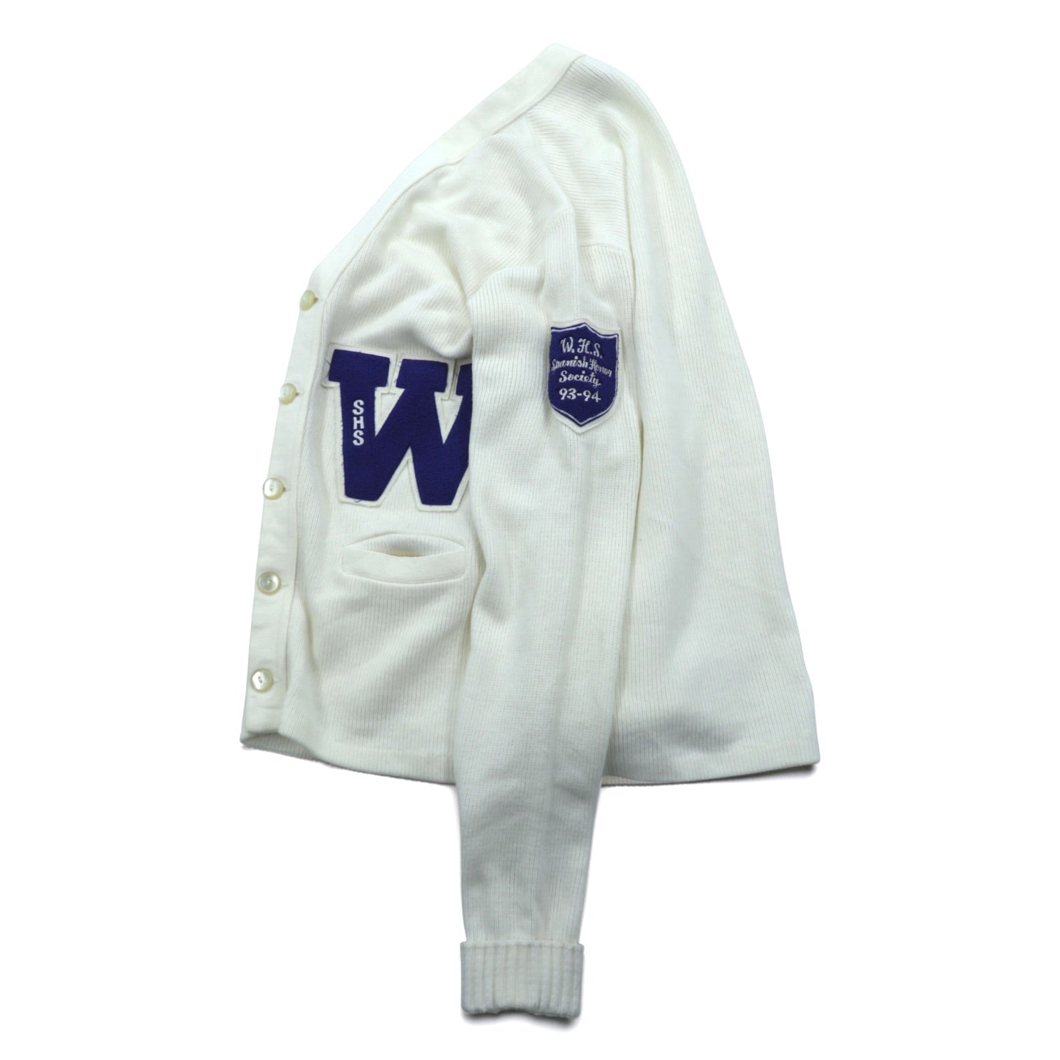 Bristol Products 80年代 USA製 ヴィンテージ アワードセーター レタード ニット カーディガン L ホワイト W ワッペン