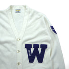 Bristol Products 80年代 USA製 ヴィンテージ アワードセーター レタード ニット カーディガン L ホワイト W ワッペン