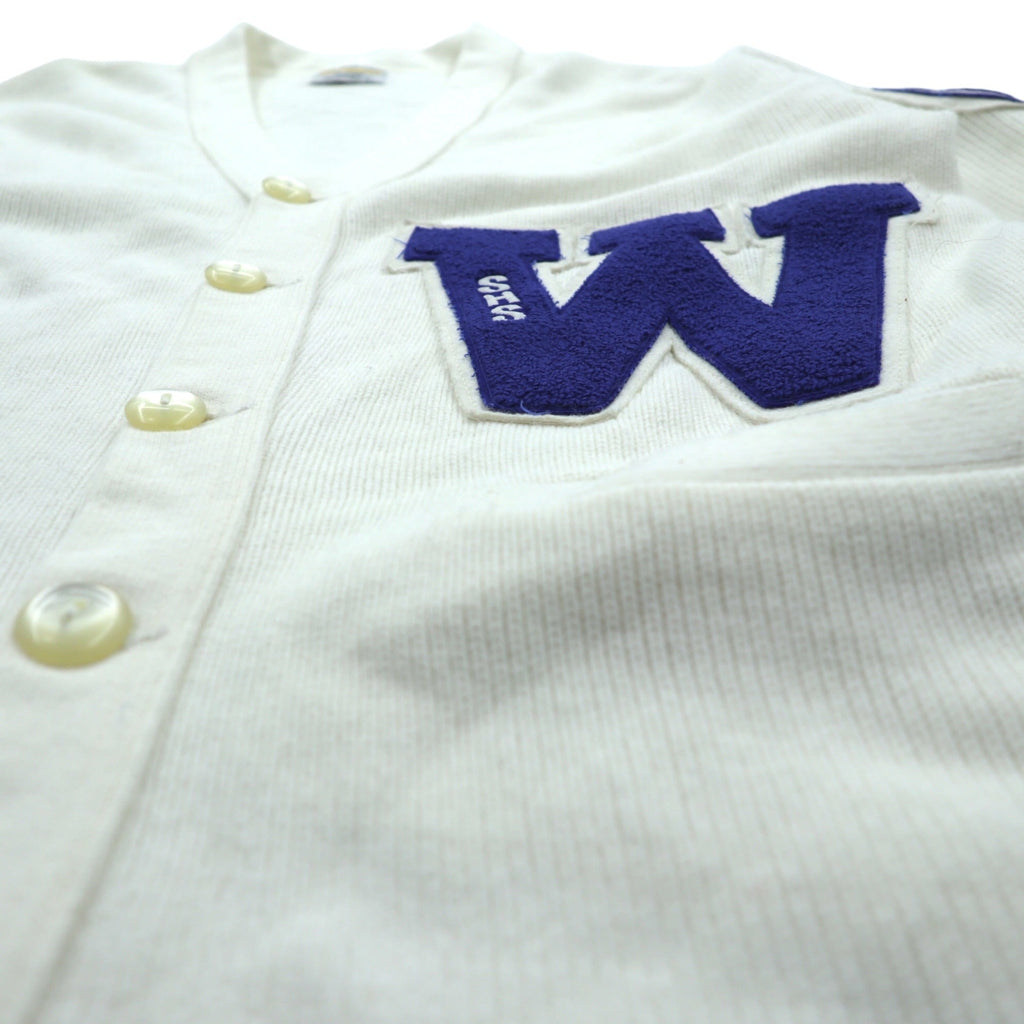 Bristol Products 80年代 USA製 ヴィンテージ アワードセーター レタード ニット カーディガン L ホワイト W ワッペン