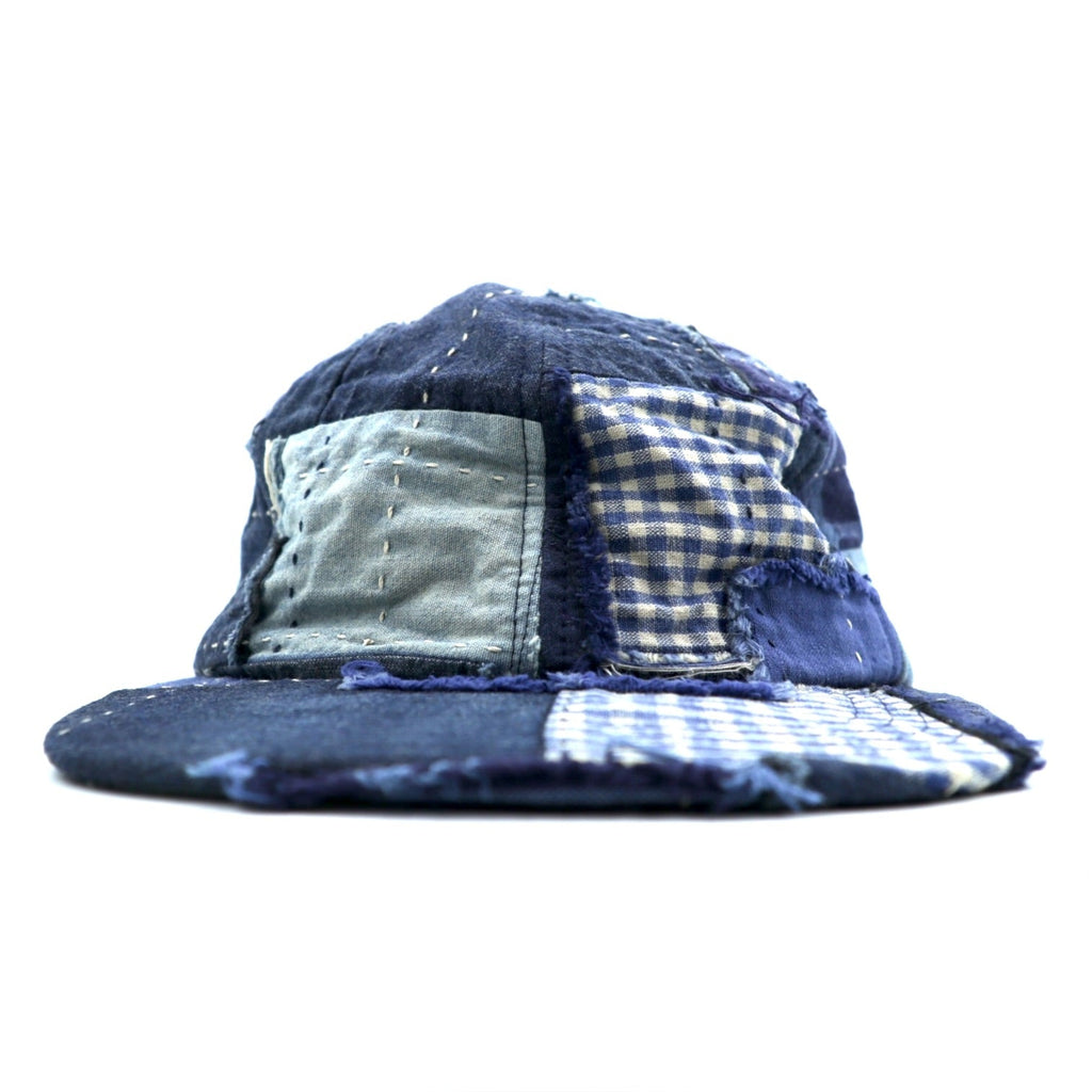 KUON パッチワーク デニム キャップ Boro Baseball Cap ブルー FREE インディゴ ネイビー 190CP02H100-78-09 日本製