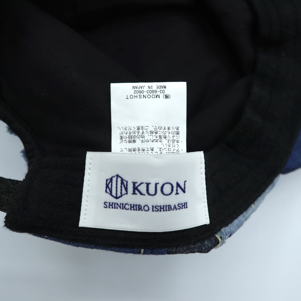 KUON パッチワーク デニム キャップ Boro Baseball Cap ブルー FREE インディゴ ネイビー 190CP02H100-78-09 日本製