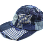 KUON パッチワーク デニム キャップ Boro Baseball Cap ブルー FREE インディゴ ネイビー 190CP02H100-78-09 日本製