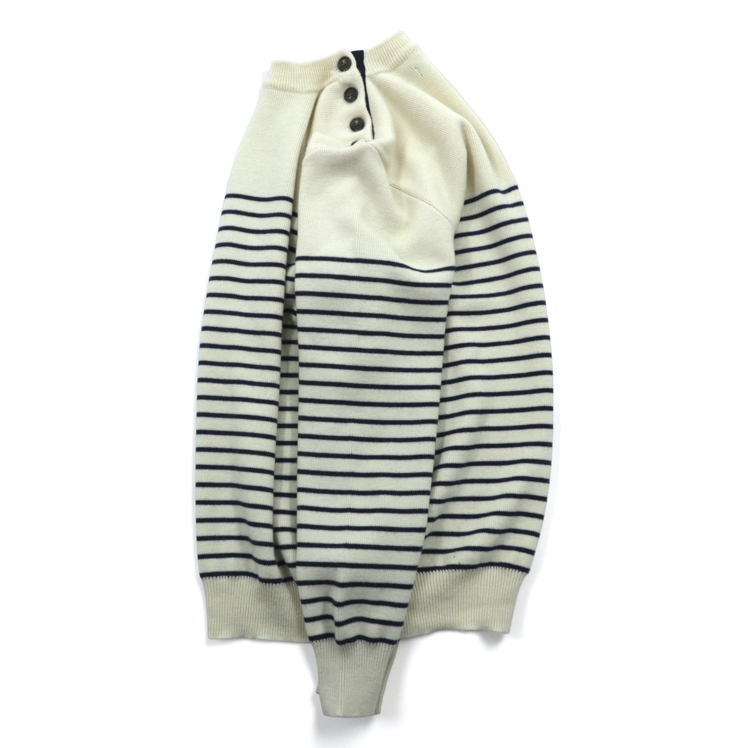 BARNEYS NEW YORK ボーダー マリン ニット セーター L ホワイト ショルダーボタン