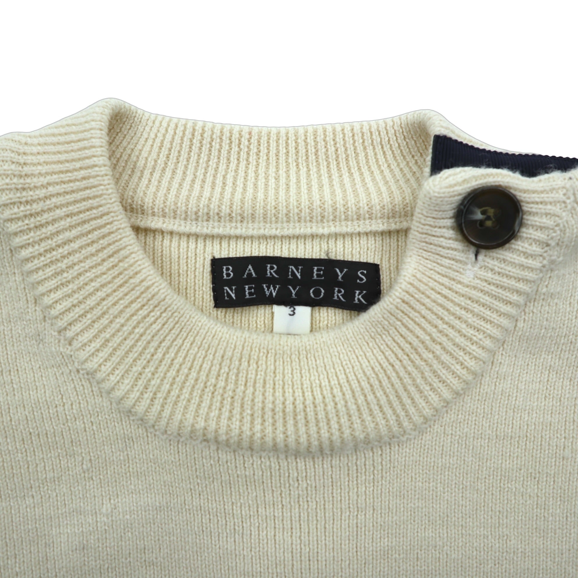 BARNEYS NEW YORK ボーダー マリン ニット セーター L ホワイト ショルダーボタン
