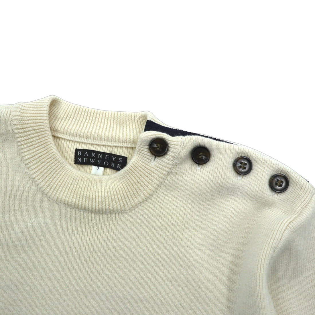 BARNEYS NEW YORK Striped Marine Knit Sweater, Large, Shoulder Buttons