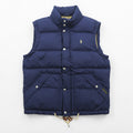 Polo Ralph Lauren ホワイトダック ダウンベスト M ネイビー ドローコード スモールポニー ロゴ 刺繍