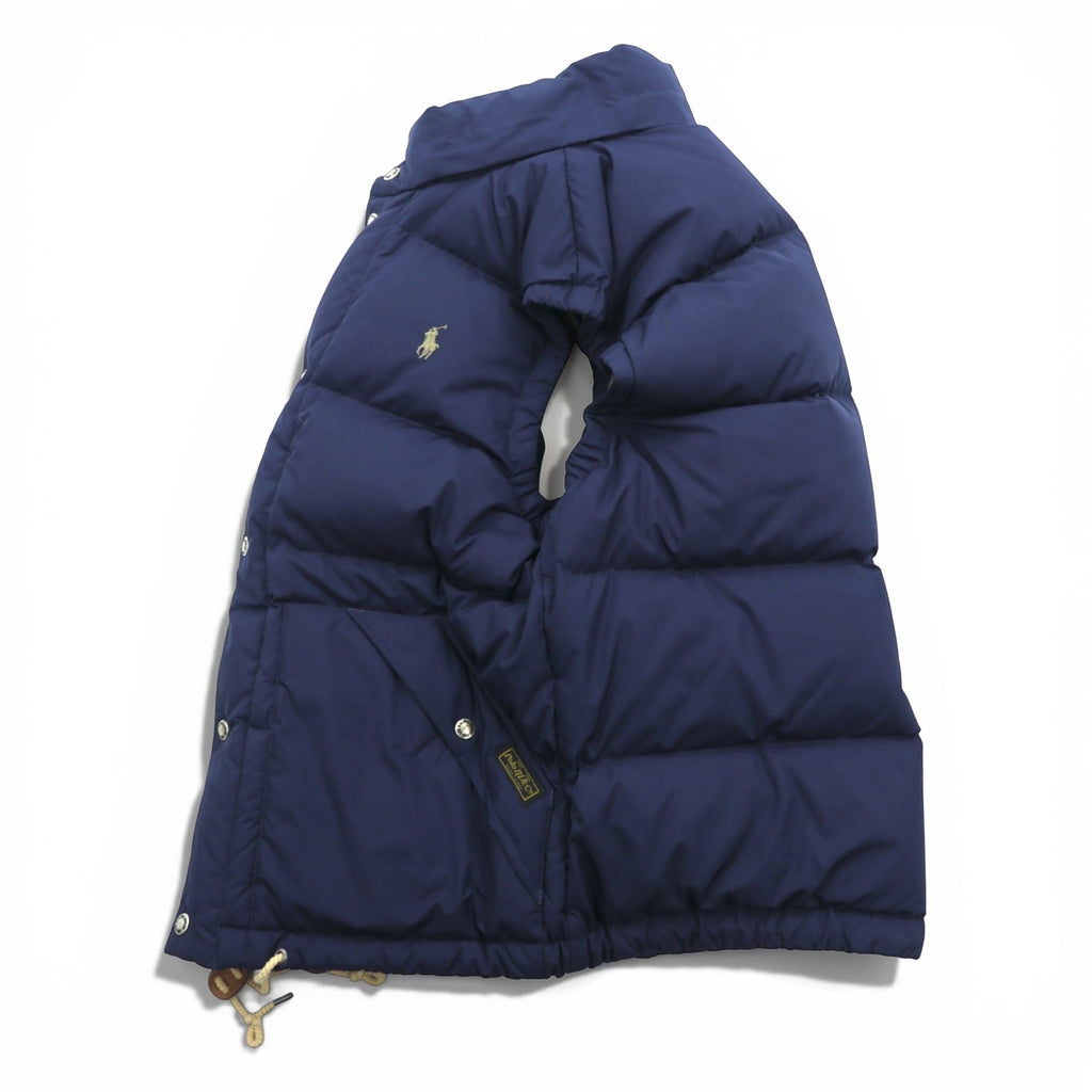 Polo Ralph Lauren ホワイトダック ダウンベスト M ネイビー ドローコード スモールポニー ロゴ 刺繍