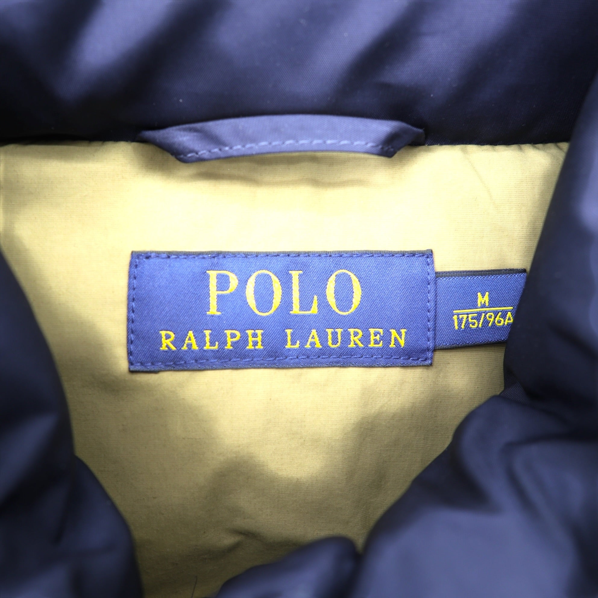 Polo Ralph Lauren ホワイトダック ダウンベスト M ネイビー ドローコード スモールポニー ロゴ 刺繍