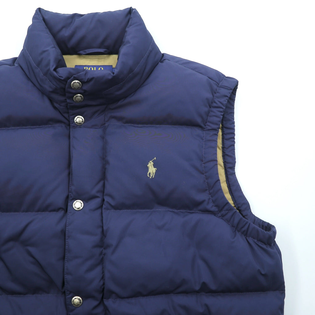 Polo Ralph Lauren ホワイトダック ダウンベスト M ネイビー ドローコード スモールポニー ロゴ 刺繍