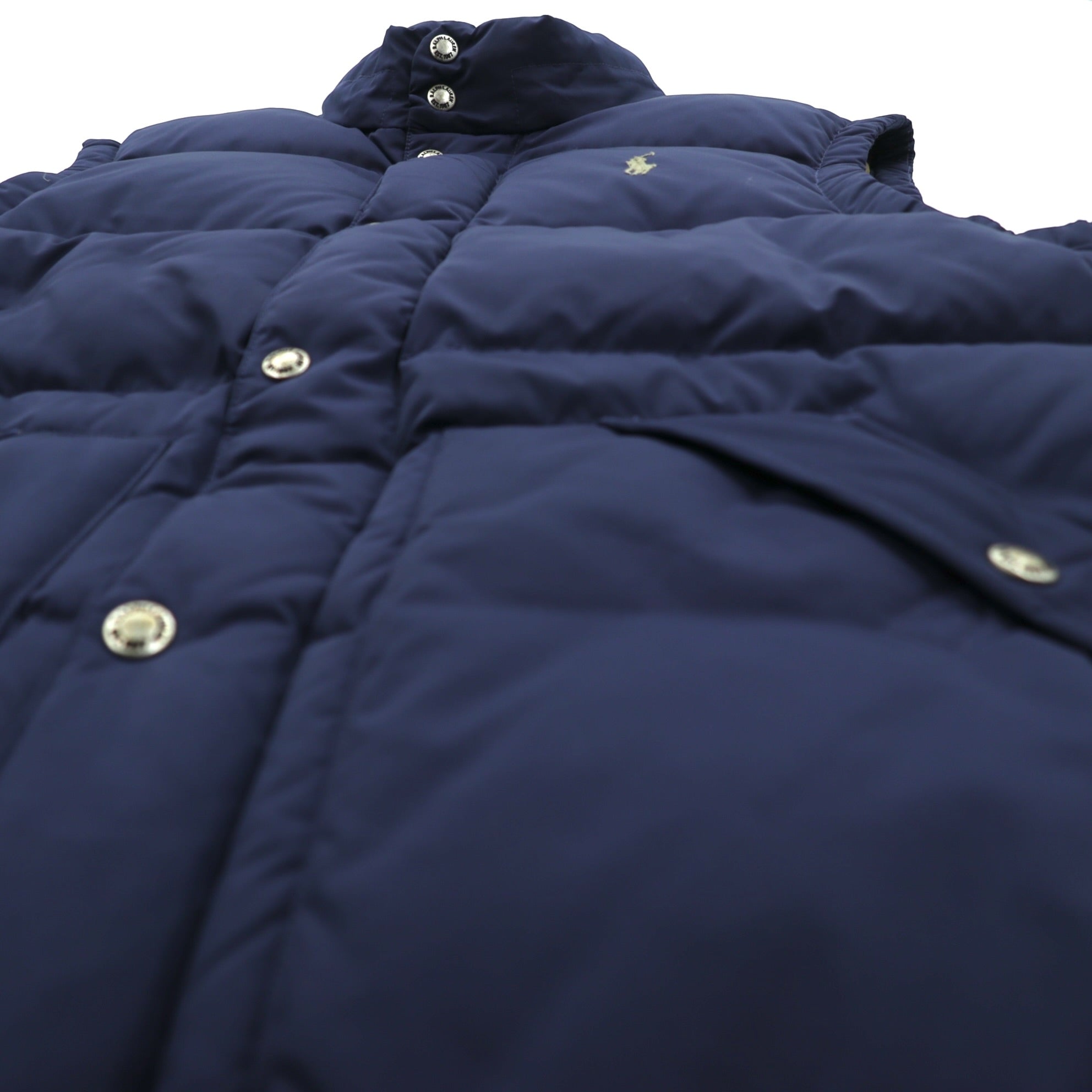 Polo Ralph Lauren ホワイトダック ダウンベスト M ネイビー ドローコード スモールポニー ロゴ 刺繍