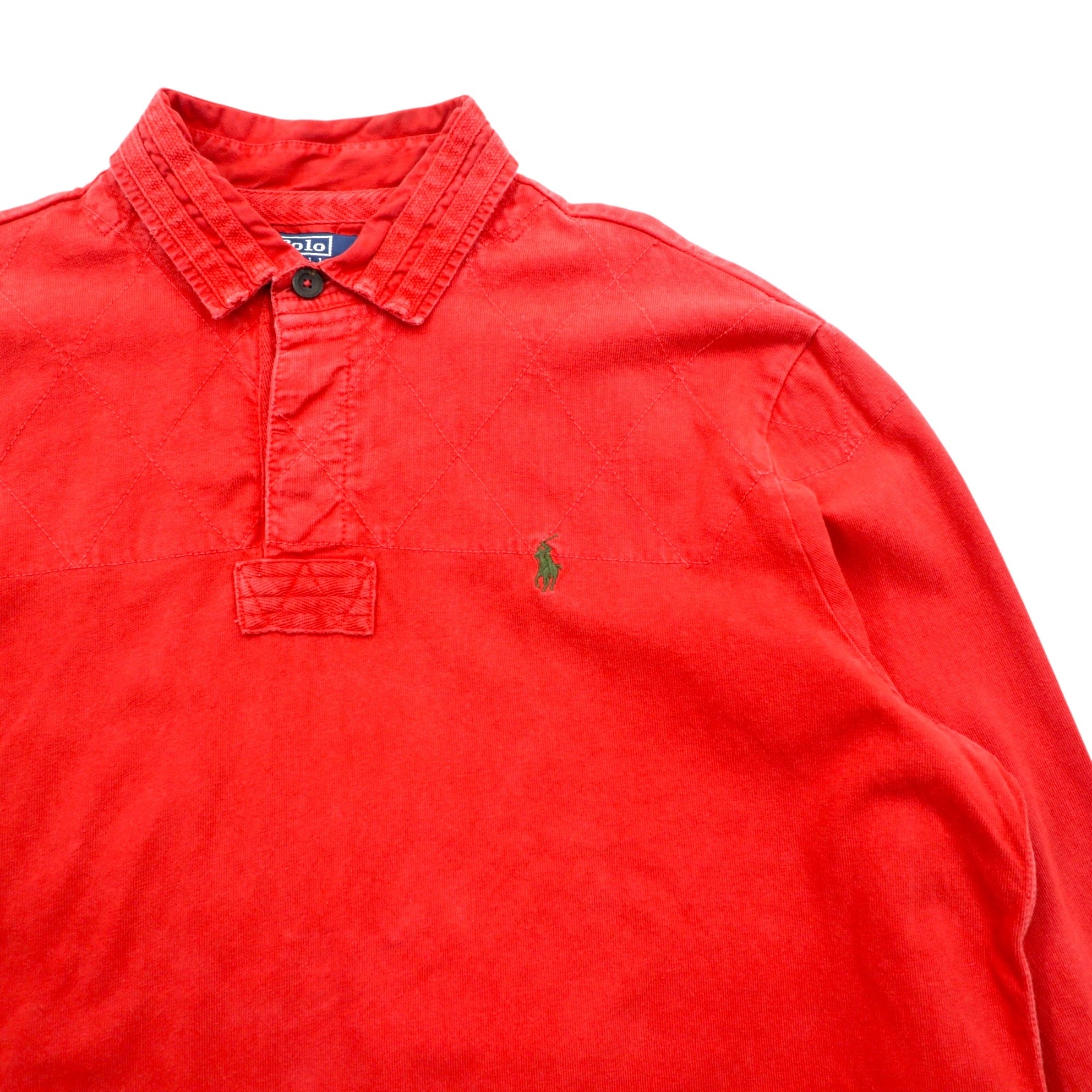Polo Ralph Lauren 90年代 長袖 ポロシャツ ラガーシャツ XL レッド エルボーパッチ スモールポニー ロゴ 刺繍