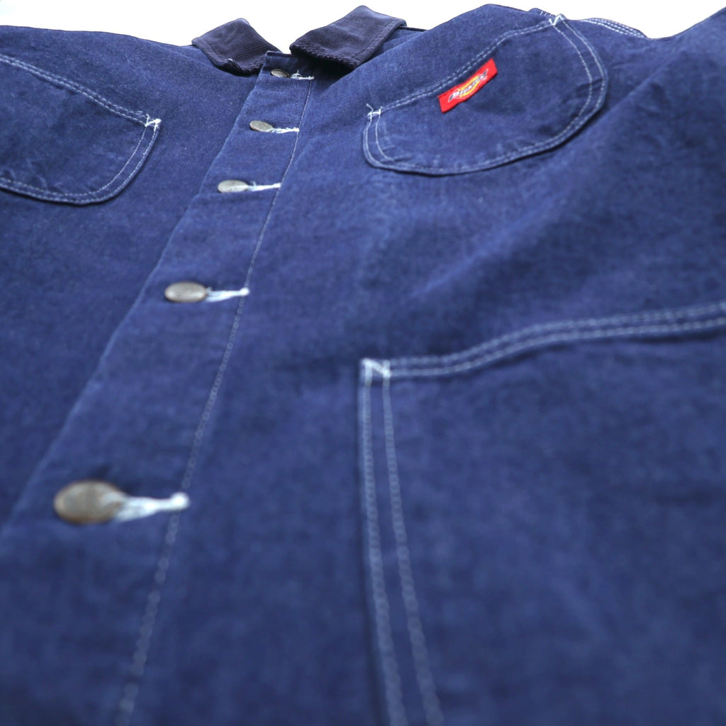Dickies 90年代 デニム チョアコート カバーオール ワークジャケット L インディゴ 襟コーデュロイ 裏地ブランケット 3494NB