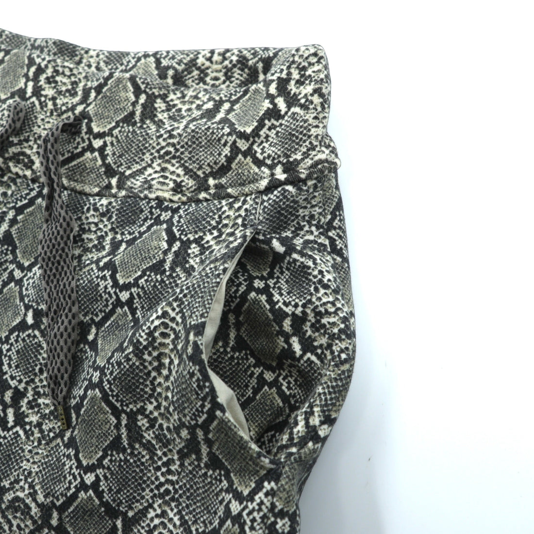 KAPITAL Made in Japan Sweatpants, Size XL, Patterned Fleece Snake Pattern Sweat Rib Pants, K2311LP169, Python