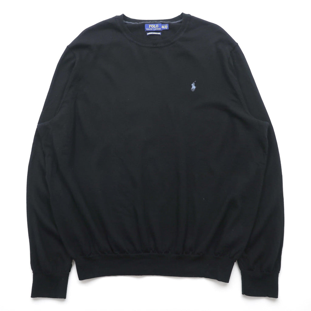 Polo Ralph Lauren メリノウール ニット セーター 2XL ブラック WASHABLE MERINO WOOL スモールポニー ロゴ 刺繍