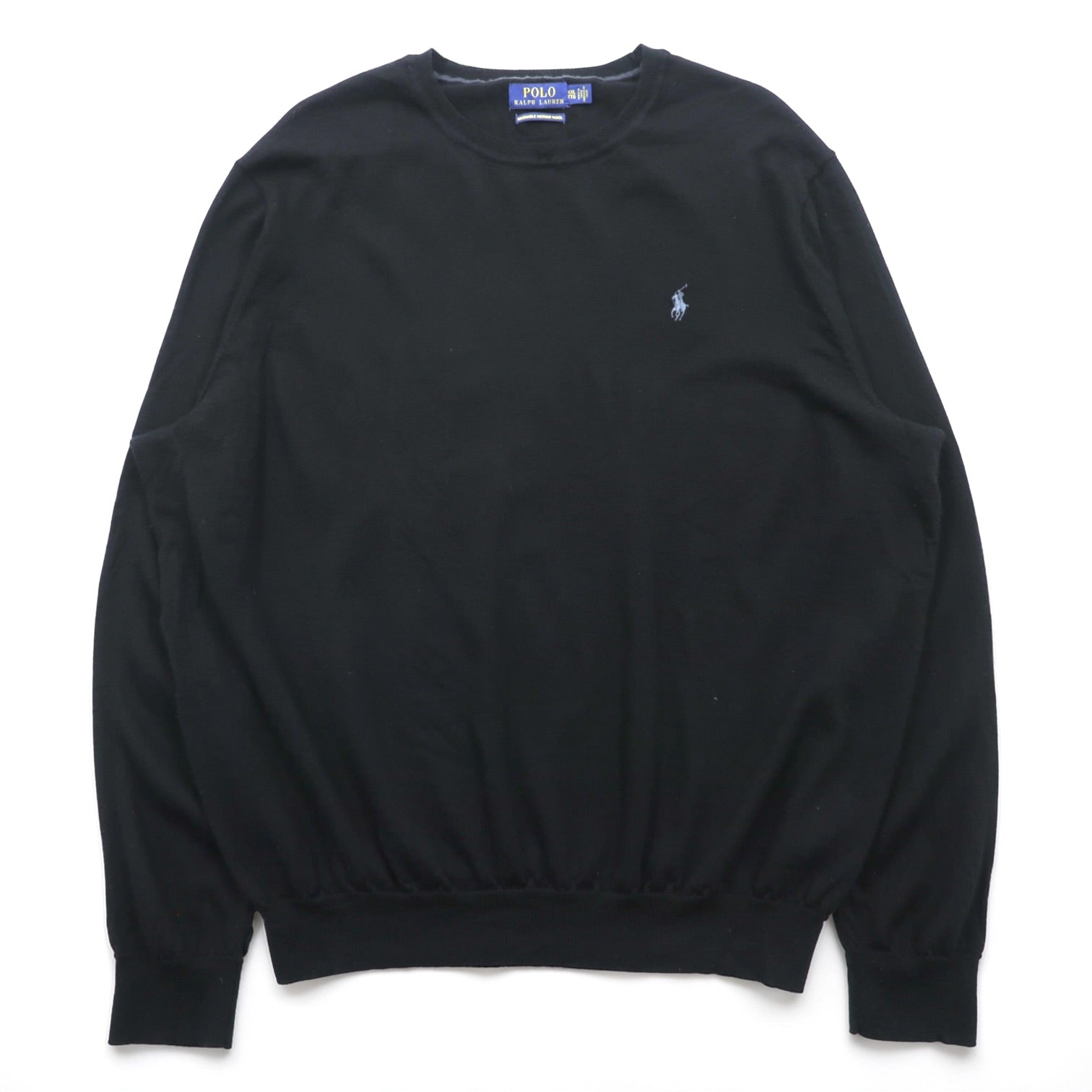 Polo Ralph Lauren メリノウール ニット セーター 2XL ブラック WASHABLE MERINO WOOL スモールポニー ロゴ 刺繍