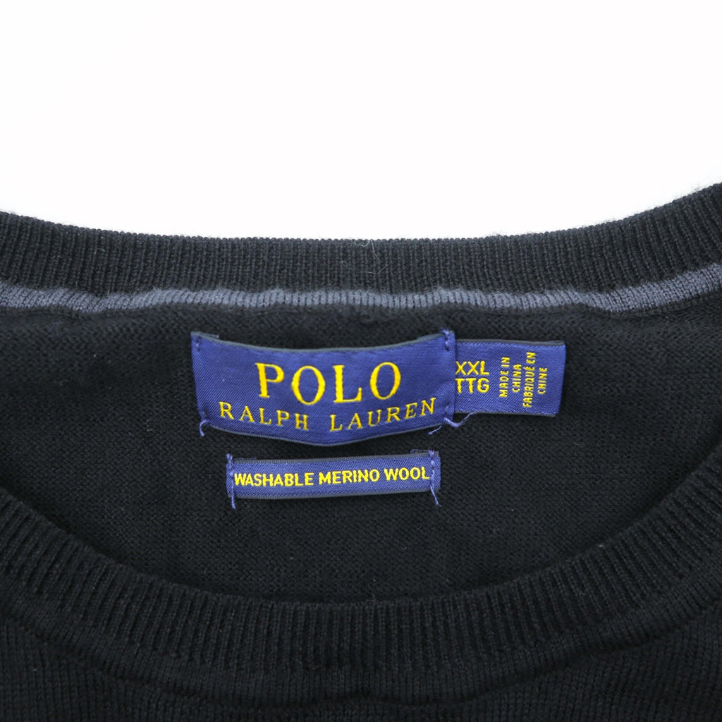 Polo Ralph Lauren メリノウール ニット セーター 2XL ブラック WASHABLE MERINO WOOL スモールポニー ロゴ 刺繍