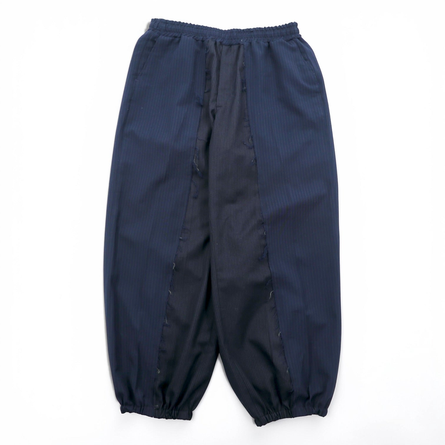 OLD PARK バギー ジョガー スラックス BAGGY JOGGER SLACKS リメイク ワイドパンツ L ネイビー ストライプ  再構築 M A ASSORT 日本製