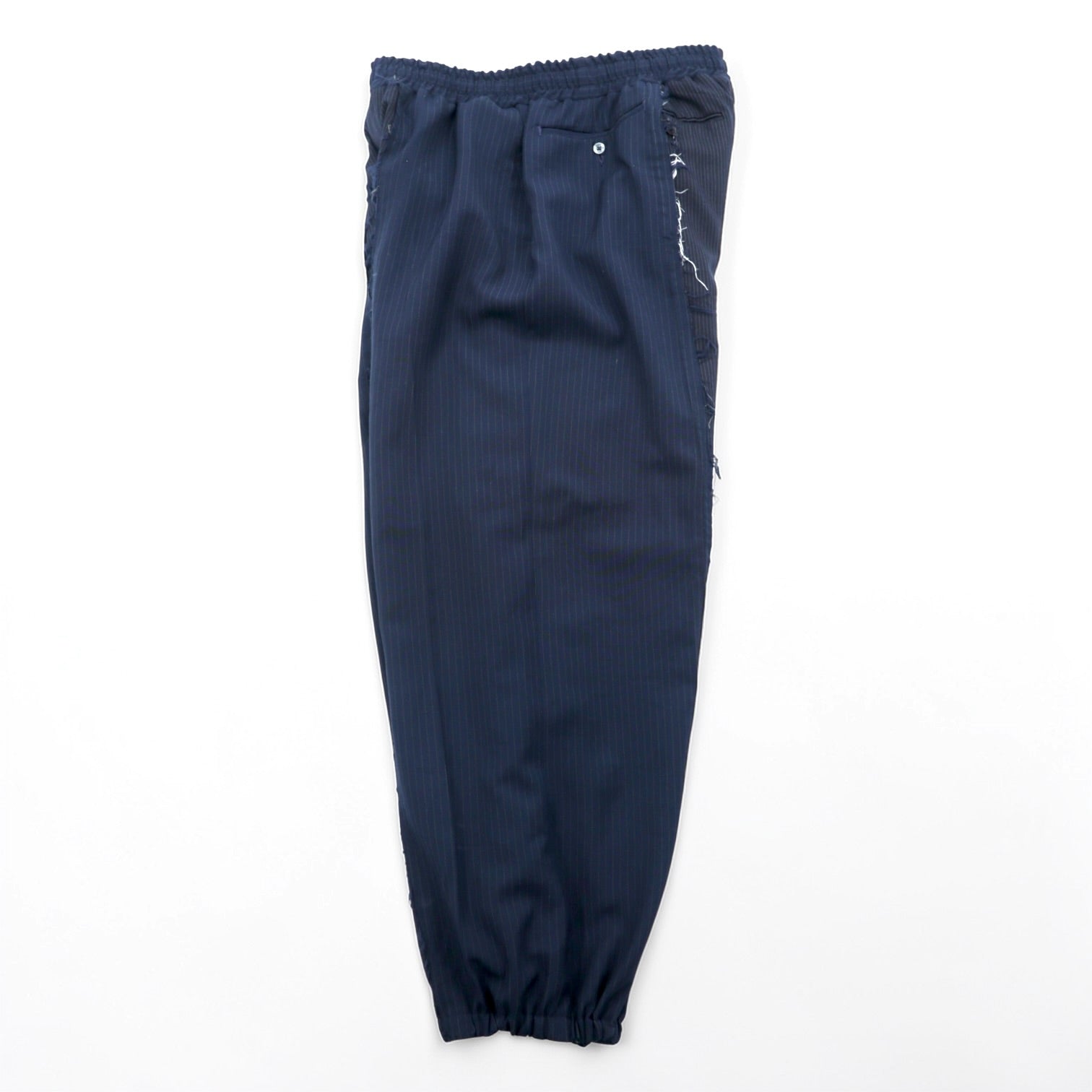 OLD PARK バギー ジョガー スラックス BAGGY JOGGER SLACKS リメイク ワイドパンツ L ネイビー ストライプ  再構築 M A ASSORT 日本製