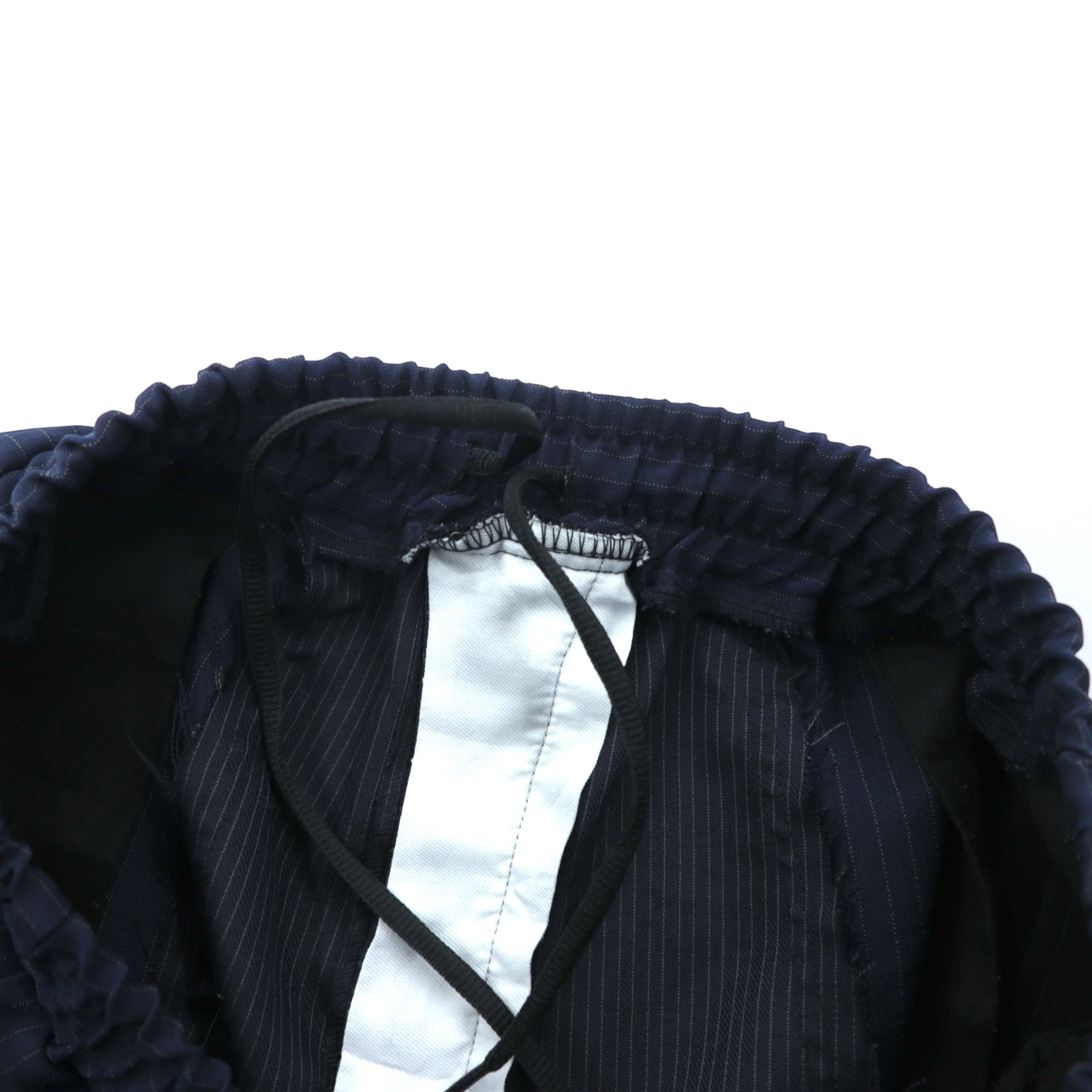 OLD PARK バギー ジョガー スラックス BAGGY JOGGER SLACKS リメイク ワイドパンツ L ネイビー ストライプ  再構築 M A ASSORT 日本製