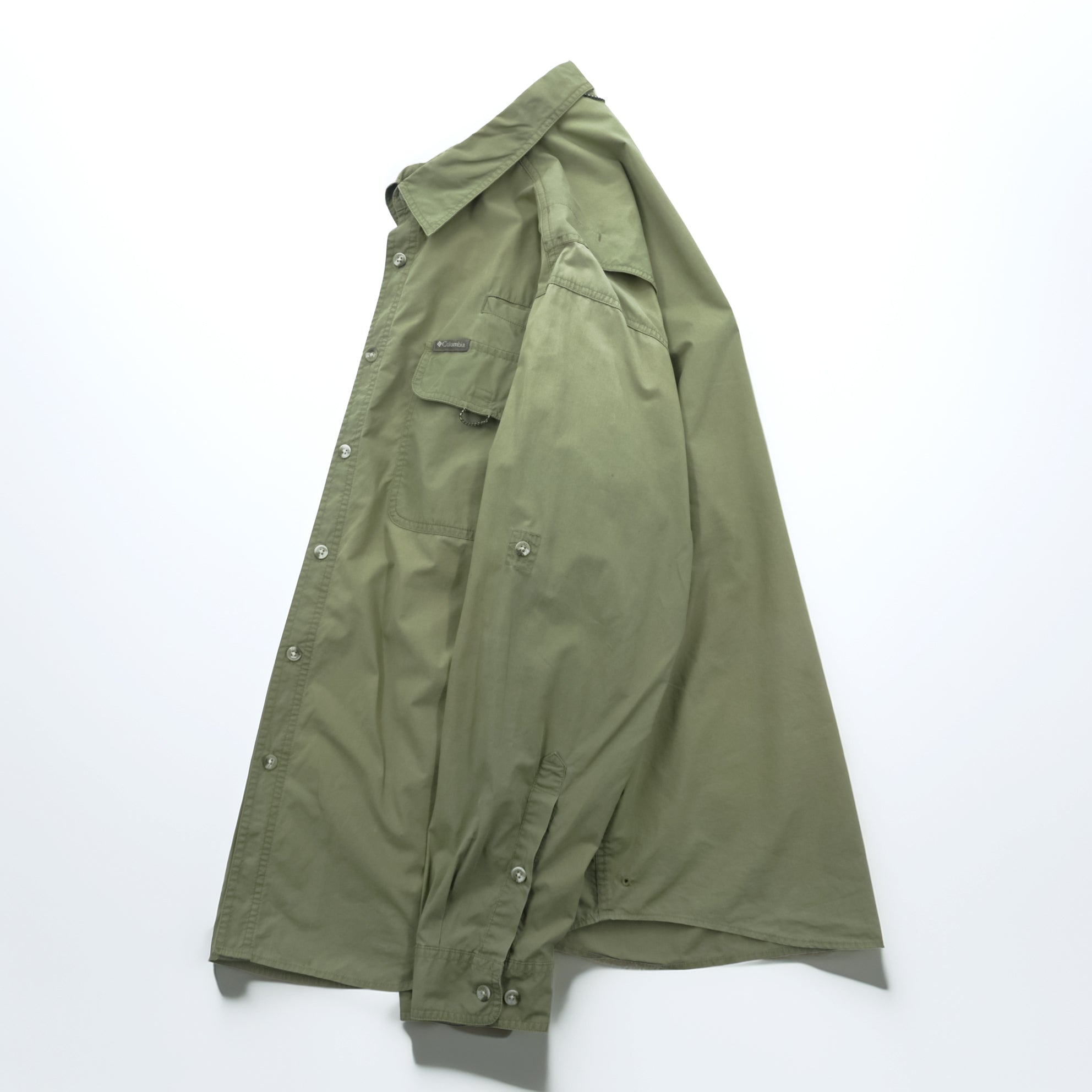 Columbia アウトドア 長袖 シャツ L カーキ フィッシング メッシュ ベンチレーション AM7617