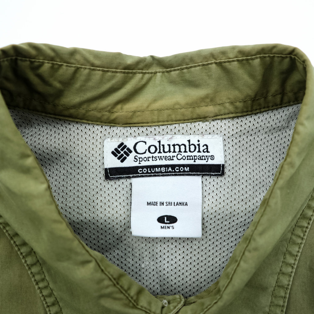 Columbia アウトドア 長袖 シャツ L カーキ フィッシング メッシュ ベンチレーション AM7617