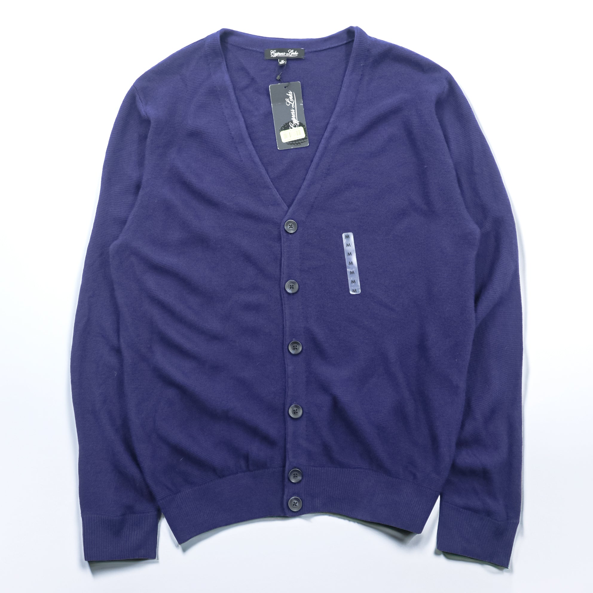 Cypress Links Vネック ニット カーディガン M ネイビー アクリル 未使用品