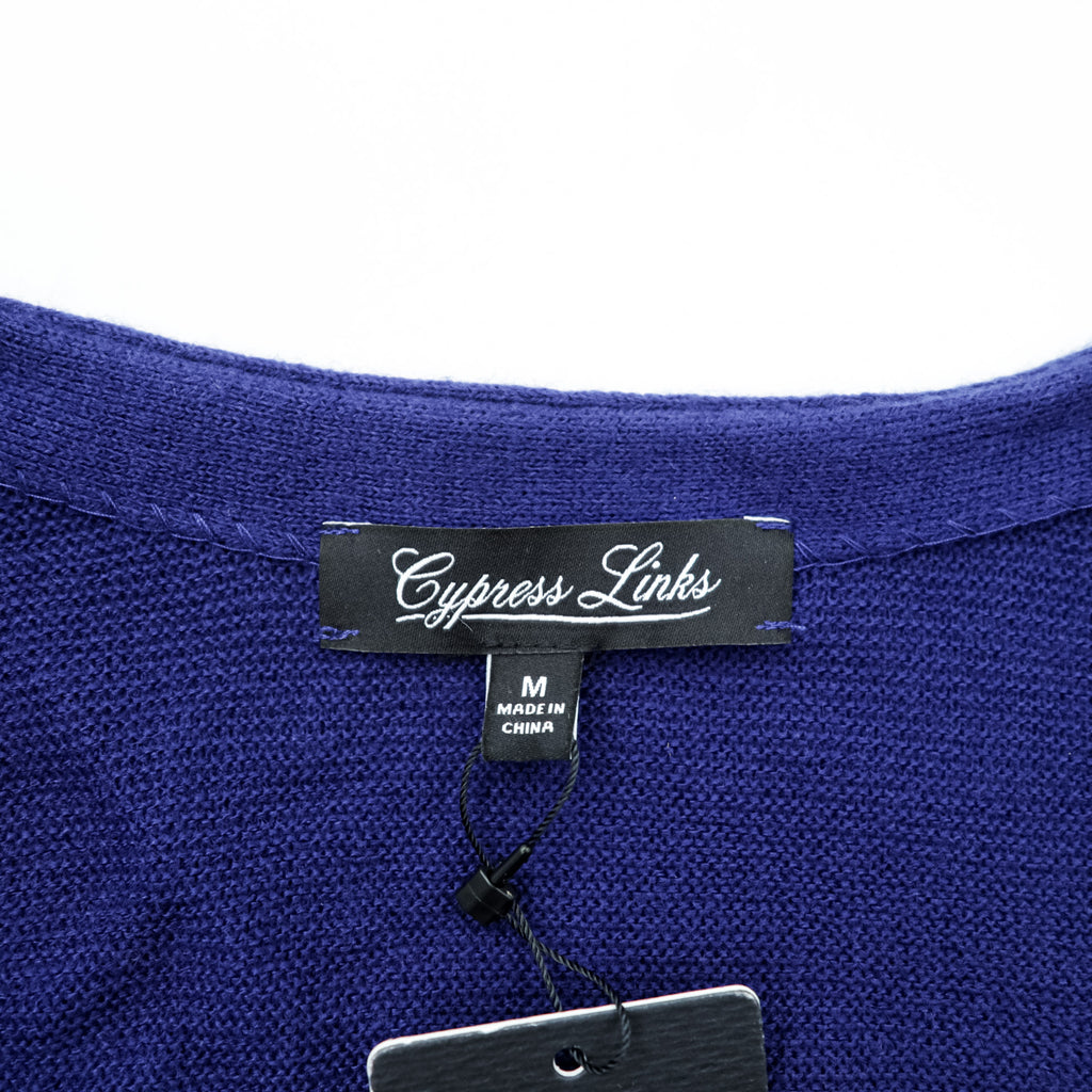 Cypress Links Vネック ニット カーディガン M ネイビー アクリル 未使用品