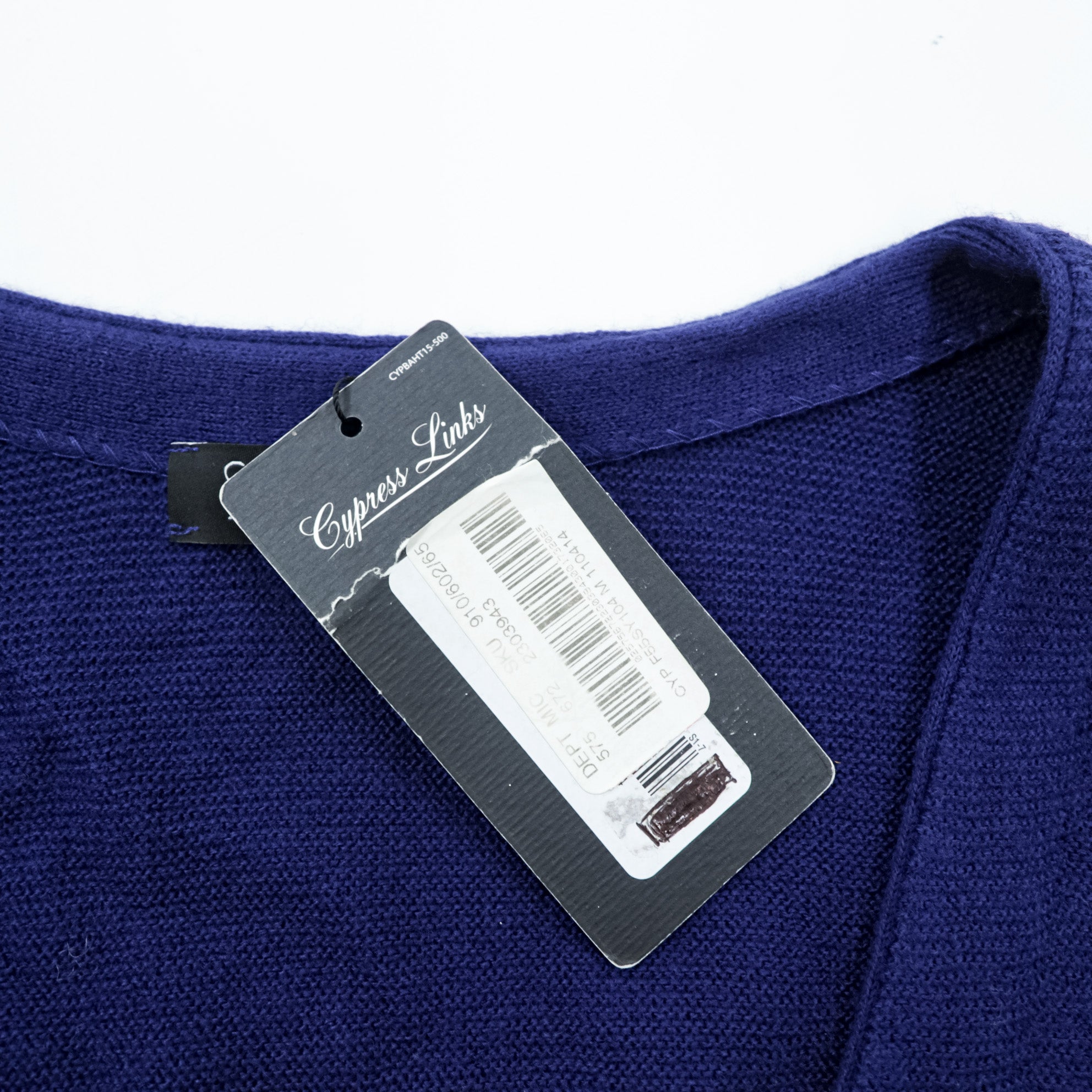 Cypress Links Vネック ニット カーディガン M ネイビー アクリル 未使用品