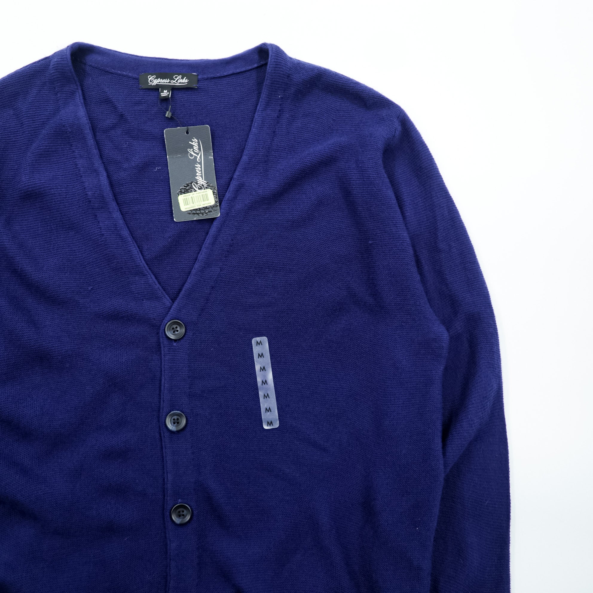 Cypress Links Vネック ニット カーディガン M ネイビー アクリル 未使用品